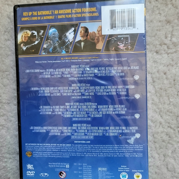 NWT DVD - 4 Film Favorites Batman Collection Bilingual (2 discs) - Picture 2 of 3